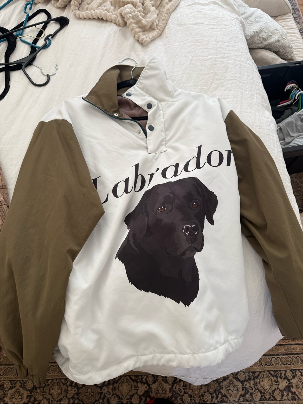 Labrador Graphic Pullover Bomber Jacket - Olive Sleeves